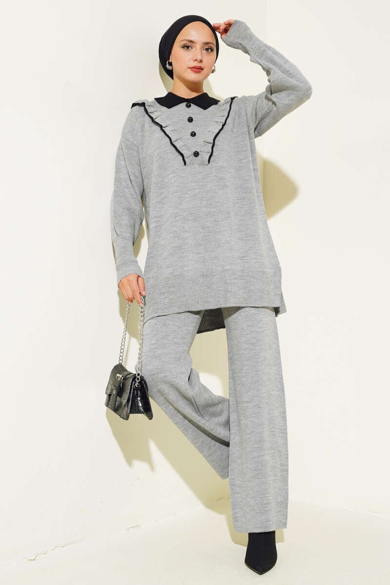 Turkish Knit Ruffle Collar Co-ord