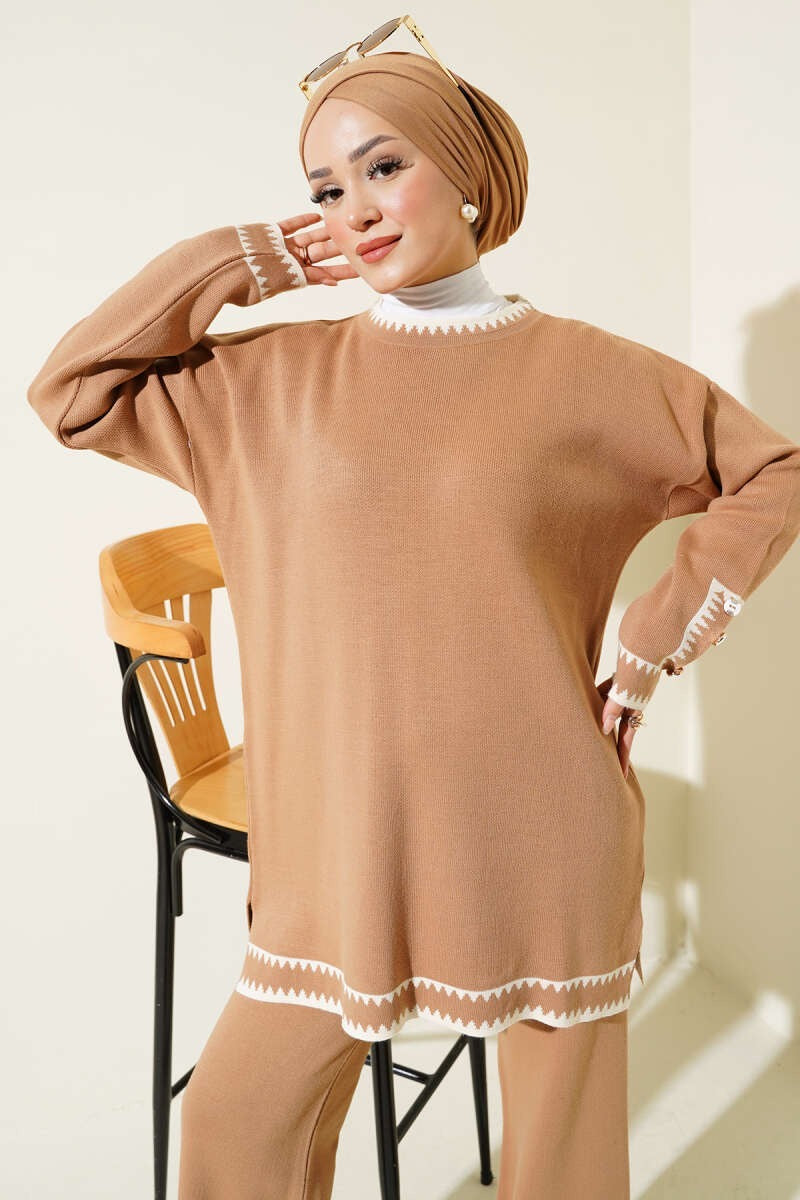 Turkish Knit jagged button Co-ord