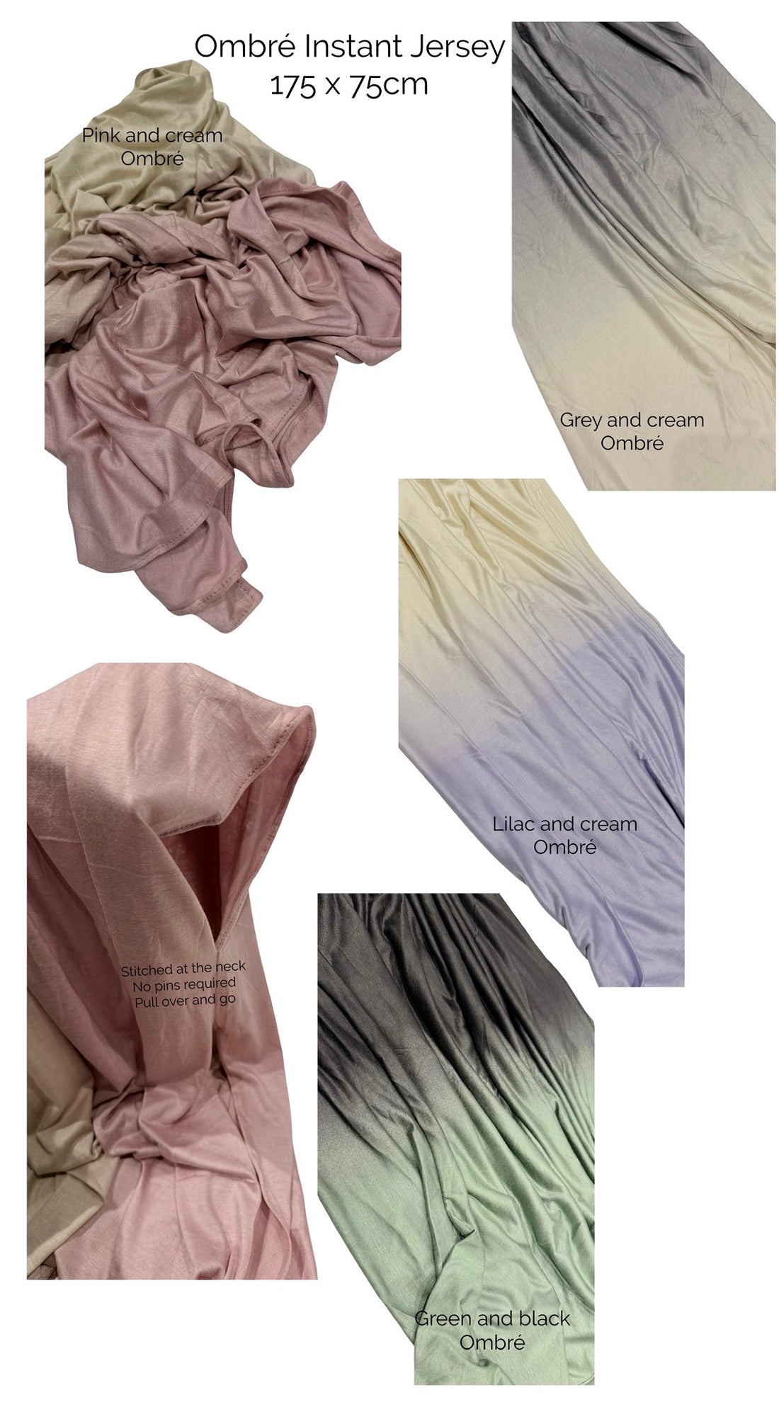 Adult Instant Jersey Hijabs (Ombre)