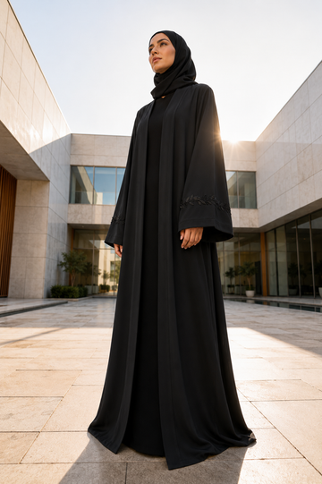 Layali Intricate Embroidery 3 Piece Abaya