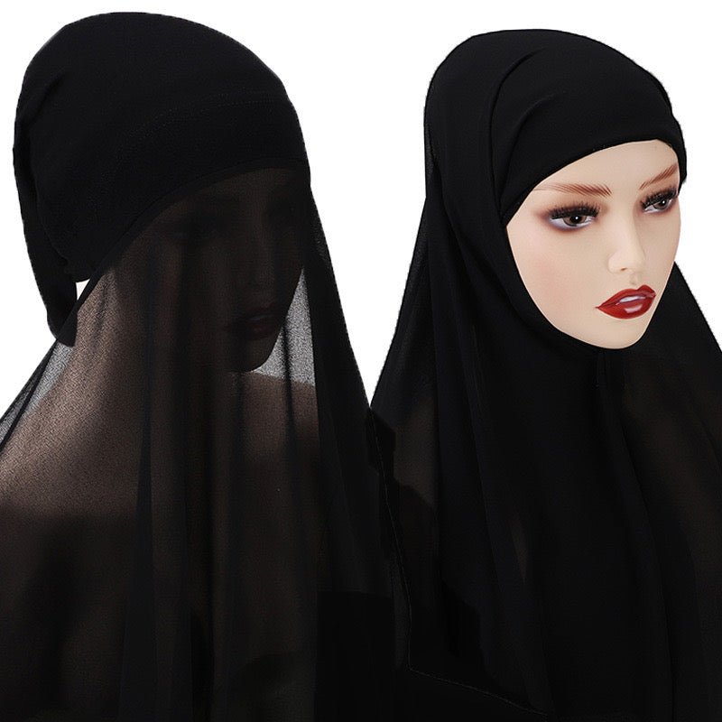 Instant Chiffon With Tube Cap One Piece Hijab Scarf Head Covering