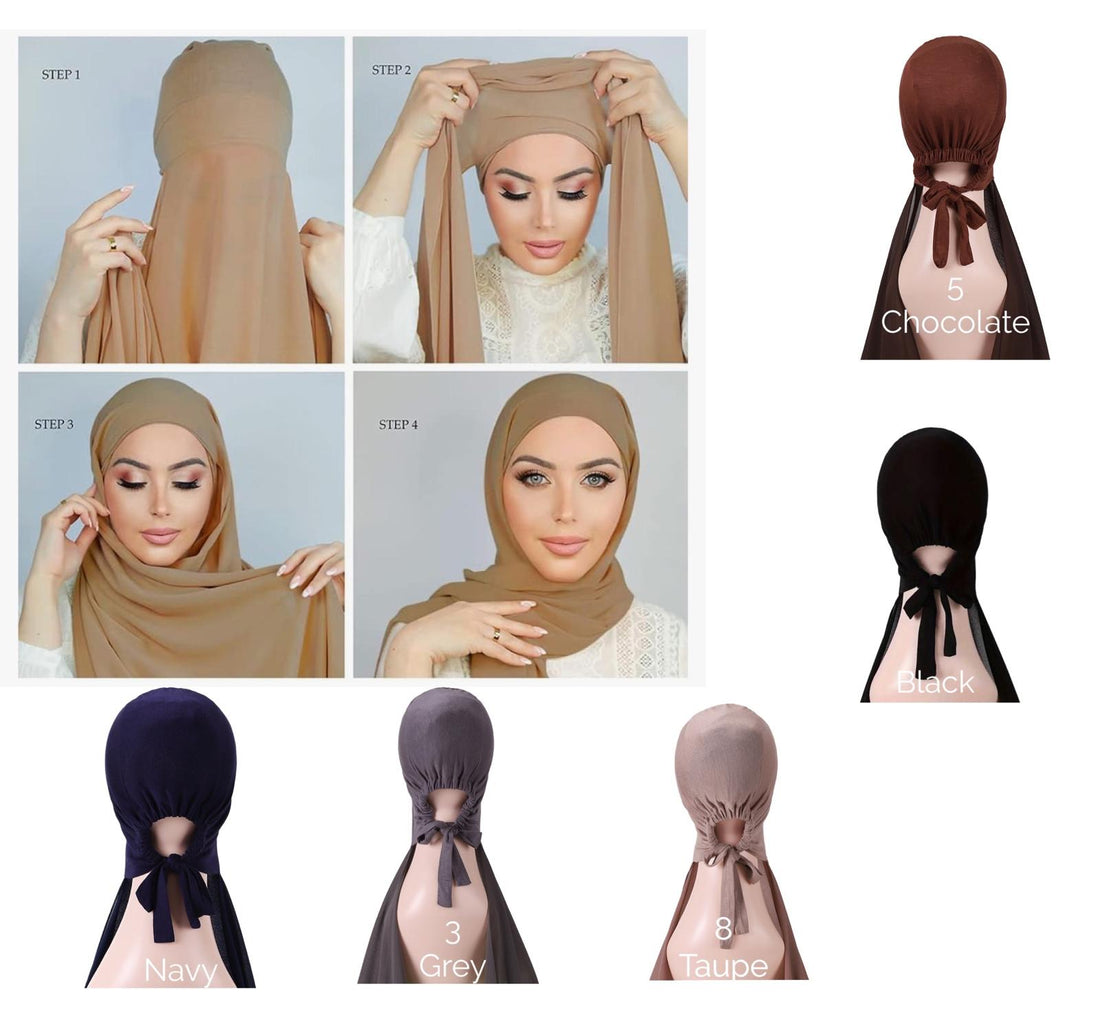 Plain Tie cap instant chiffon