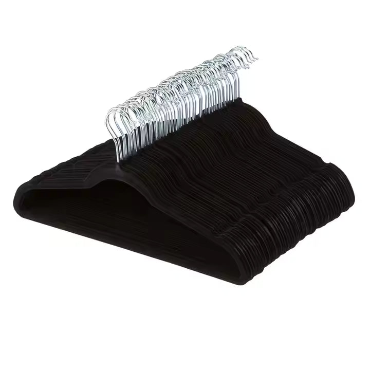 Black velvet coat hangers